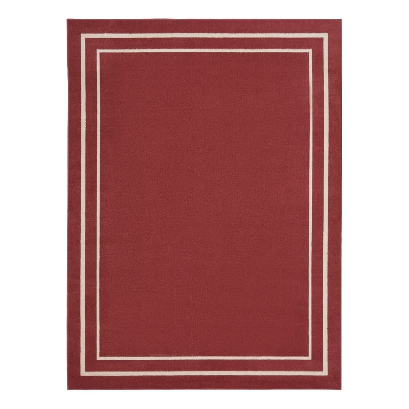 Pemberly Row 8'x10' Brick/Ivory Contemporary Indoor/Outdoor Rug