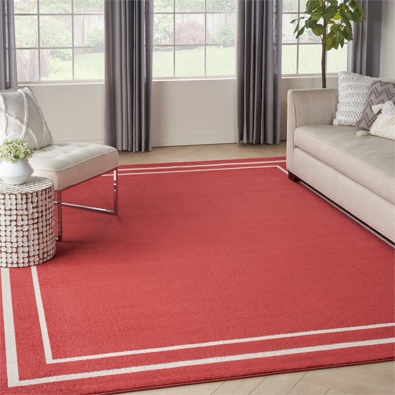 Pemberly Row 8'x10' Brick/Ivory Contemporary Indoor/Outdoor Rug