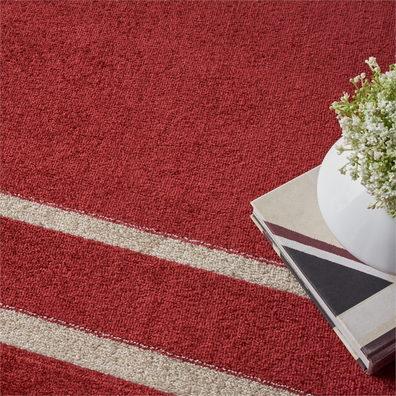 Pemberly Row 8'x10' Brick/Ivory Contemporary Indoor/Outdoor Rug