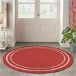 Pemberly Row 8' Round Brick/Ivory Contemporary Indoor/Outdoor Rug