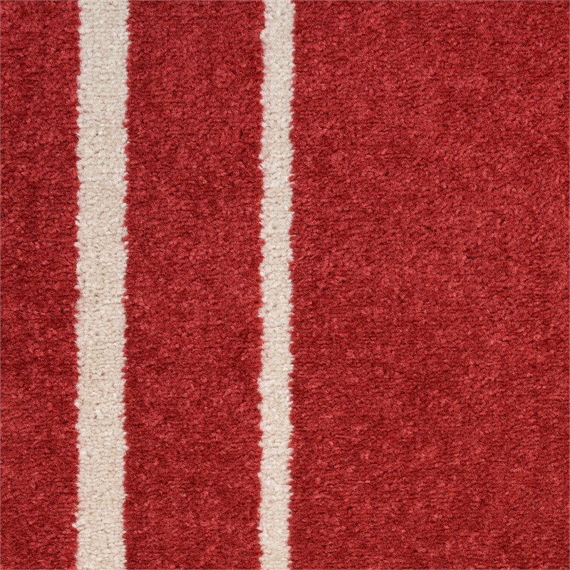 Pemberly Row 8' Round Brick/Ivory Contemporary Indoor/Outdoor Rug