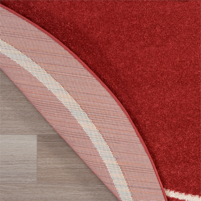 Pemberly Row 8' Round Brick/Ivory Contemporary Indoor/Outdoor Rug