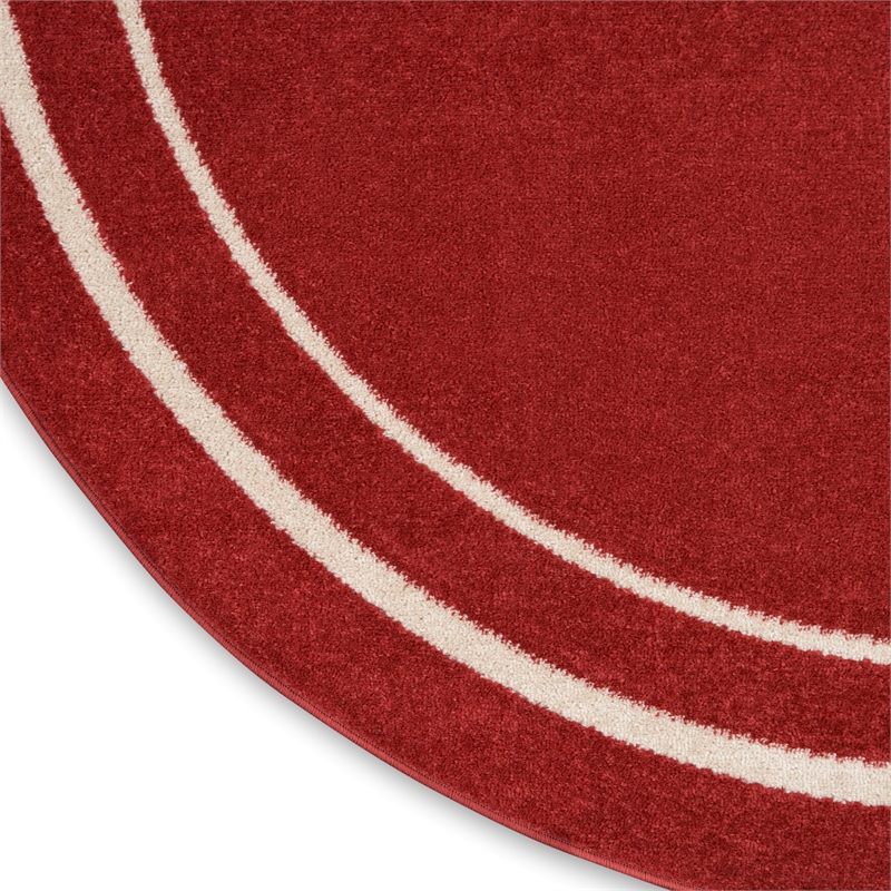 Pemberly Row 8' Round Brick/Ivory Contemporary Indoor/Outdoor Rug