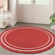 Pemberly Row 8' Round Brick/Ivory Contemporary Indoor/Outdoor Rug