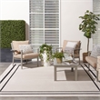 Pemberly Row 8'x10' Ivory/Black Contemporary Indoor/Outdoor Rug