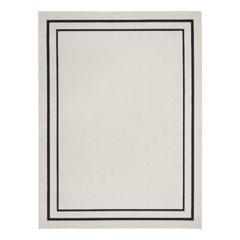 Pemberly Row 8'x10' Ivory/Black Contemporary Indoor/Outdoor Rug
