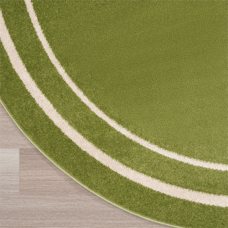 Pemberly Row 8' Round Green Ivory Contemporary Indoor/Outdoor Rug