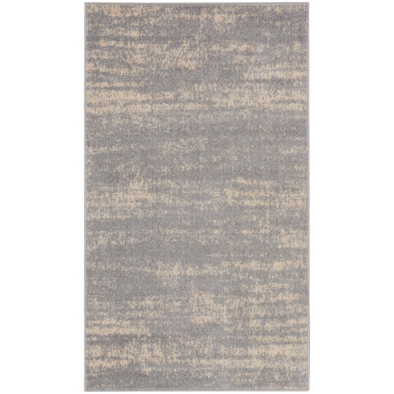 Pemberly Row Contemporary 3'x5' Grey/Beige Indoor/Outdoor Rug