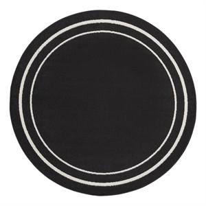 Pemberly Row 4' Round Black Ivory Contemporary Indoor/Outdoor Rug