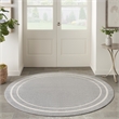 Pemberly Row 4' Round Grey/Ivory Contemporary Indoor/Outdoor Rug