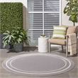 Pemberly Row 4' Round Grey/Ivory Contemporary Indoor/Outdoor Rug