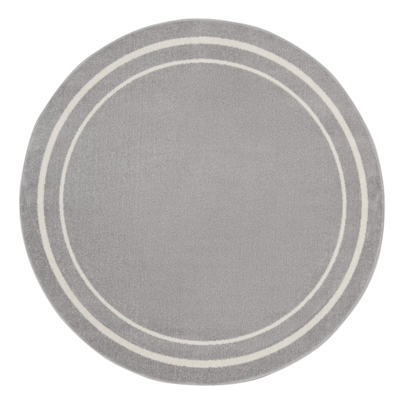 Pemberly Row 4' Round Grey/Ivory Contemporary Indoor/Outdoor Rug