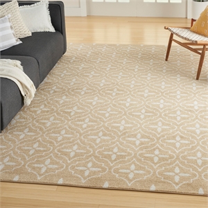 Pemberly Row Contemporary Home 6'x9' Fabric Beige Ivory Area Rug