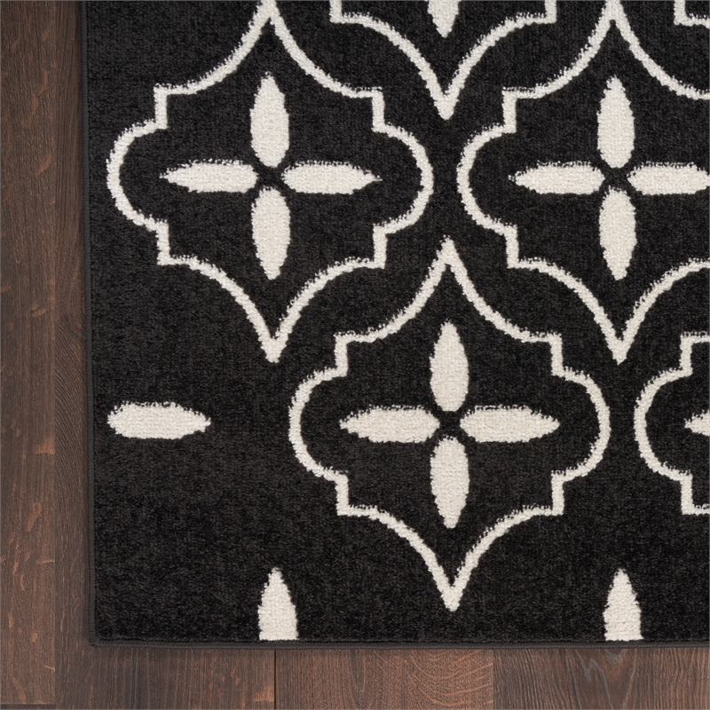 Pemberly Row Contemporary Home 6'x9' Fabric Black Ivory Area Rug