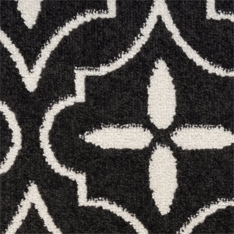 Pemberly Row Contemporary Home 6'x9' Fabric Black Ivory Area Rug