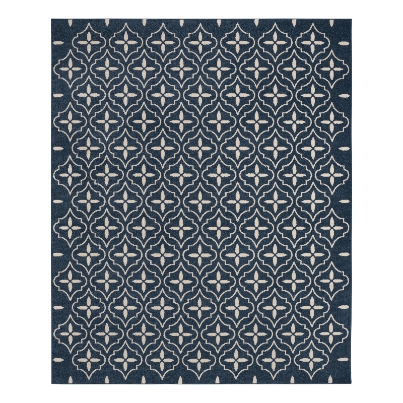 Pemberly Row Contemporary Home 8'x10' Fabric Navy Ivory Area Rug