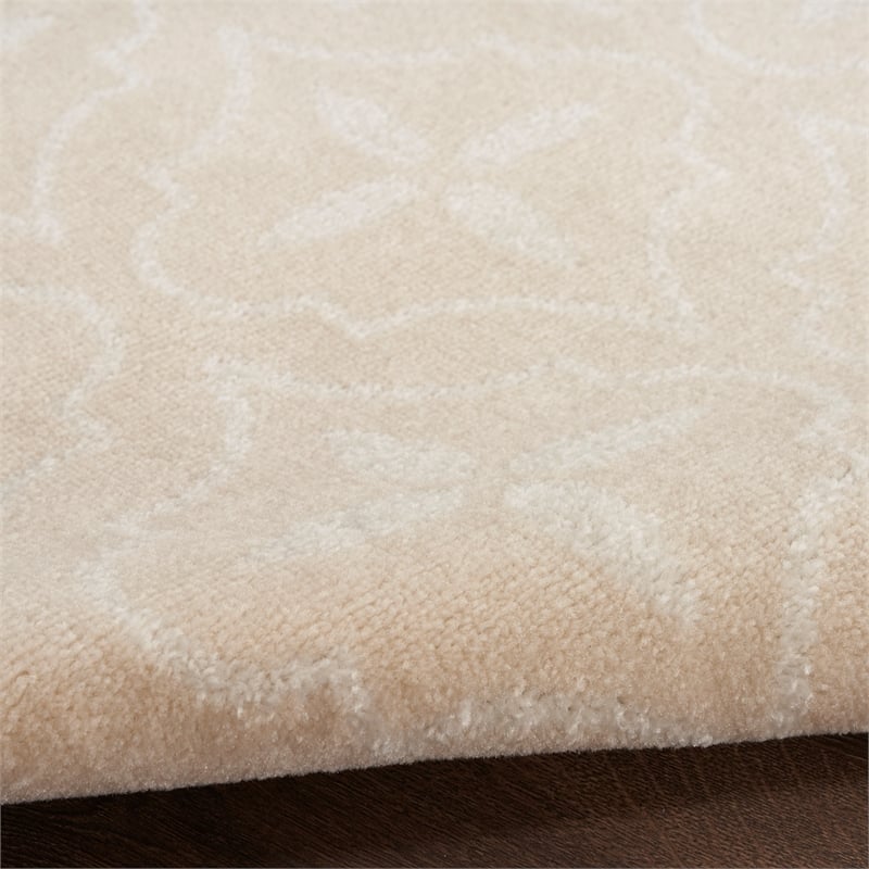 Pemberly Row Contemporary Home 6'x9' Fabric Ivory Beige Area Rug