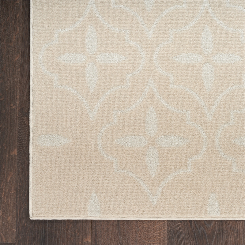 Pemberly Row Contemporary Home 8'x10' Fabric Ivory Beige Area Rug