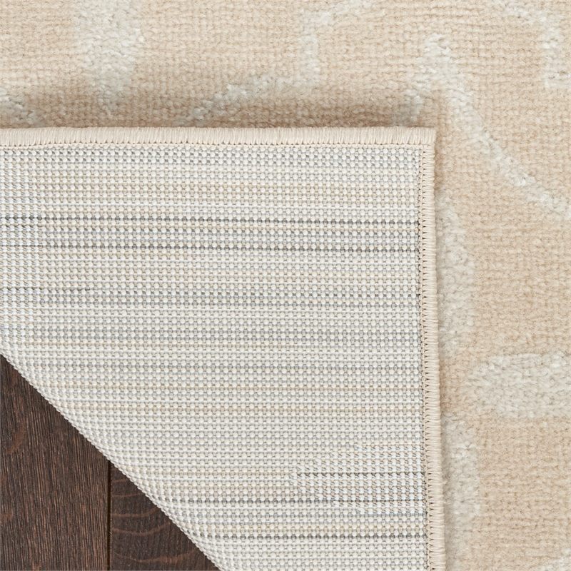 Pemberly Row Contemporary Home 8'x10' Fabric Ivory Beige Area Rug