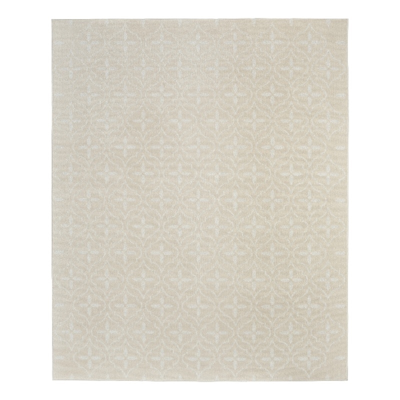 Pemberly Row Contemporary Home 8'x10' Fabric Ivory Beige Area Rug