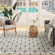 Pemberly Row Contemporary Home 6'x9' Fabric Ivory Black Area Rug