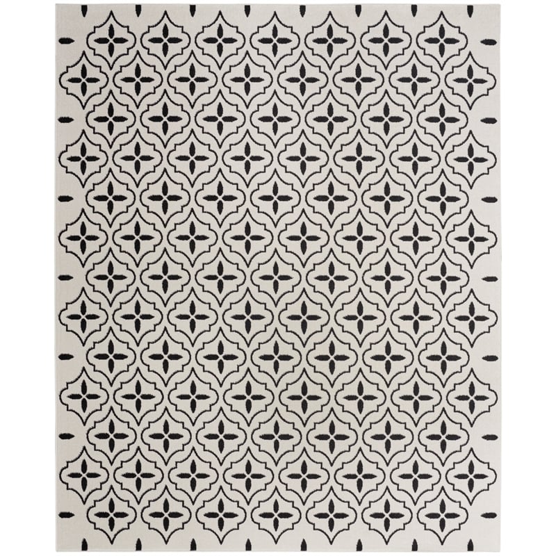 Pemberly Row Contemporary Home 6'x9' Fabric Ivory Black Area Rug