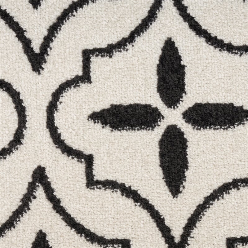 Pemberly Row Contemporary Home 6'x9' Fabric Ivory Black Area Rug