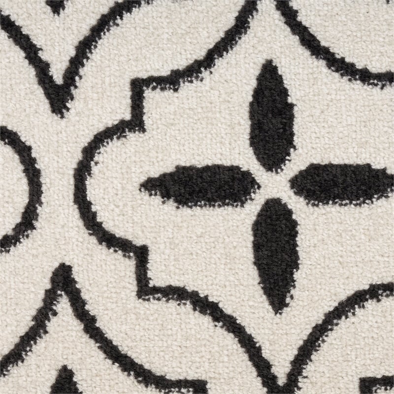 Pemberly Row Contemporary Home 8'x10' Fabric Ivory Black Area Rug