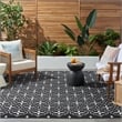Pemberly Row Contemporary Home 8'x10' Fabric Black Ivory Area Rug