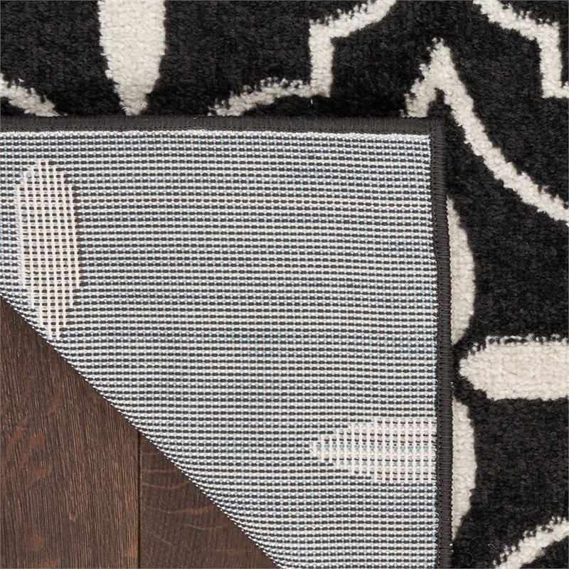 Pemberly Row Contemporary Home 8'x10' Fabric Black Ivory Area Rug