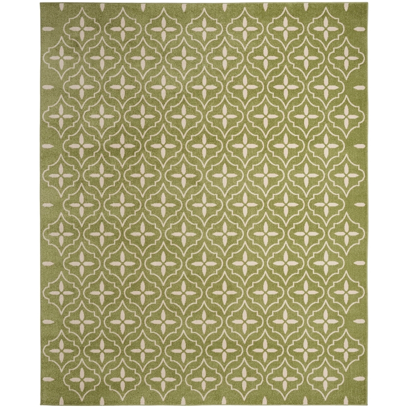 Pemberly Row Contemporary Home 6'x9' Fabric Green Ivory Area Rug