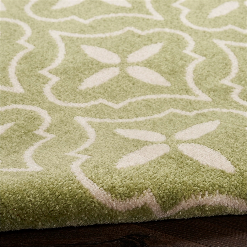 Pemberly Row Contemporary Home 6'x9' Fabric Green Ivory Area Rug