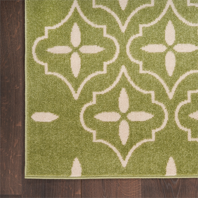 Pemberly Row Contemporary Home 8'x10' Fabric Green Ivory Area Rug
