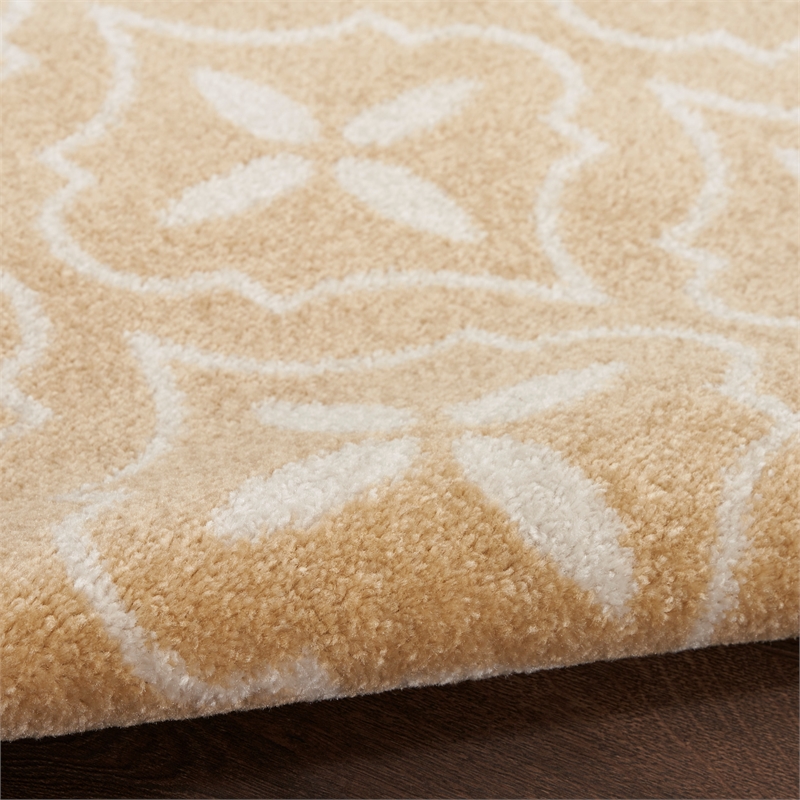 Pemberly Row Contemporary Home 8'x10' Fabric Beige Ivory Area Rug
