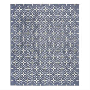 Pemberly Row Contemporary Home 8'x10' Fabric Blue Ivory Area Rug