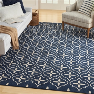 Pemberly Row Contemporary Home 6'x9' Fabric Navy Ivory Area Rug
