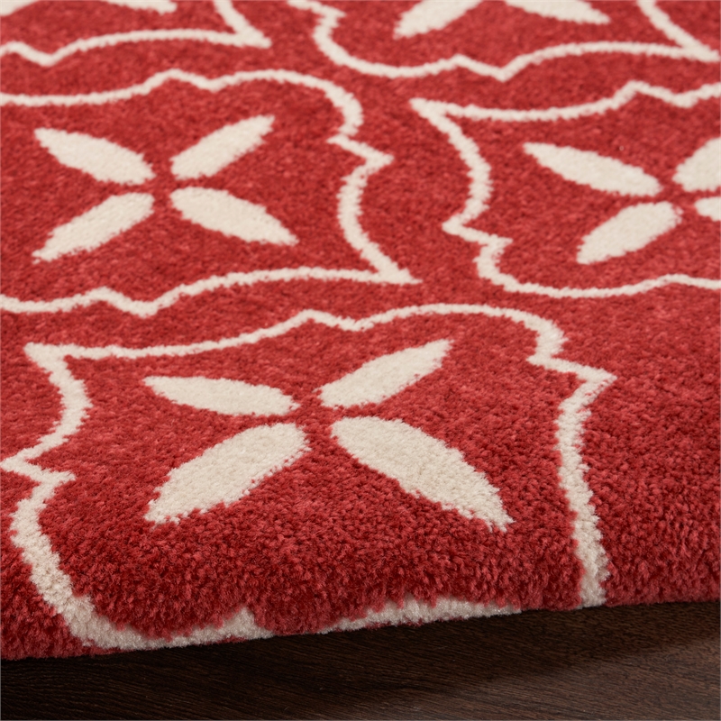 Pemberly Row Contemporary Home 6'x9' Fabric Brick Ivory Area Rug