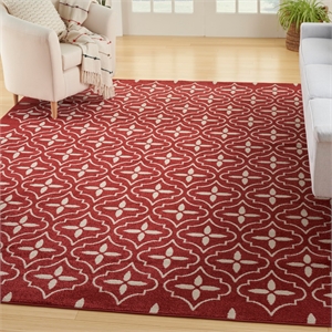 Pemberly Row Contemporary Home 8'x10' Fabric Brick Ivory Area Rug