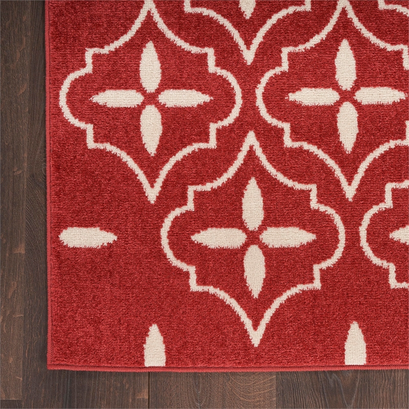 Pemberly Row Contemporary Home 8'x10' Fabric Brick Ivory Area Rug