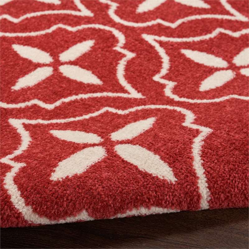 Pemberly Row Contemporary Home 8'x10' Fabric Brick Ivory Area Rug