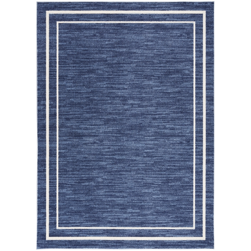 Pemberly Row Modern / Contemporary 4'x6' Navy Ivory Fabric Area Rug