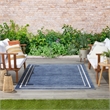 Pemberly Row Modern / Contemporary 4'x6' Navy Ivory Fabric Area Rug