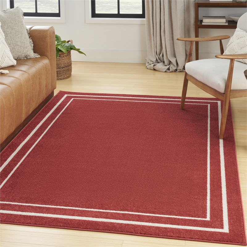 Pemberly Row Modern / Contemporary 6'x9' Brick Ivory Fabric Area Rug