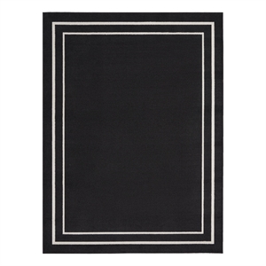 Pemberly Row Contemporary Home 7'x10' Fabric Black Ivory Area Rug