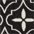 Pemberly Row Contemporary 8' Runner Black Ivory Fabric Area Rug