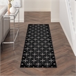 Pemberly Row Contemporary 8' Runner Black Ivory Fabric Area Rug