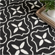 Pemberly Row Contemporary 8' Runner Black Ivory Fabric Area Rug