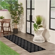 Pemberly Row Contemporary 8' Runner Black Ivory Fabric Area Rug