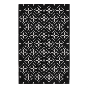 Pemberly Row Modern / Contemporary 4'x6' Black Ivory Fabric Area Rug