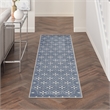 Pemberly Row Contemporary 8' Runner Blue Ivory Fabric Area Rug